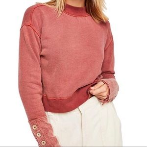 Free People Look Ahead Cropped Cuffed Sweatshirt